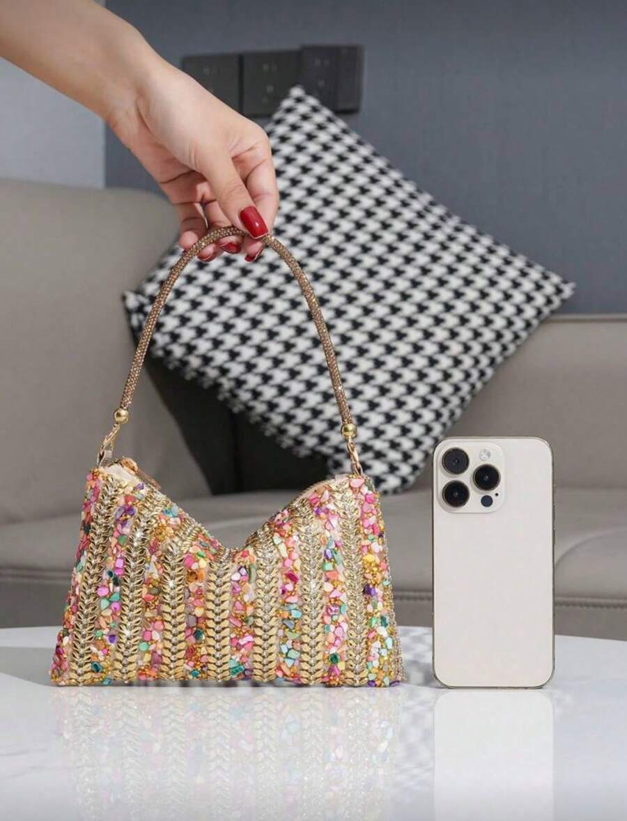 Women Formal Party Wear Dress - Elegant Rhinestone Clutch Handbag For Party