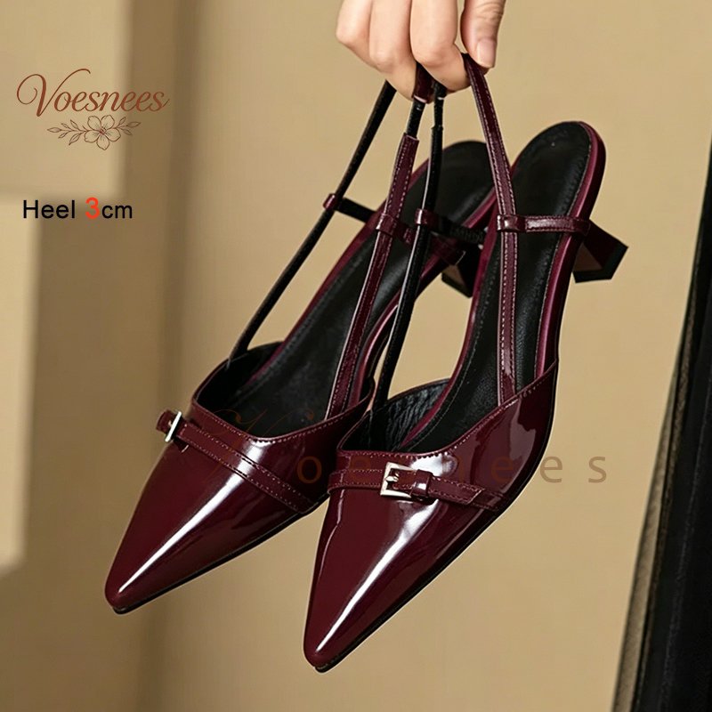 Kitten Heel Women - 2026 Wine Red Pointed Patent Leather