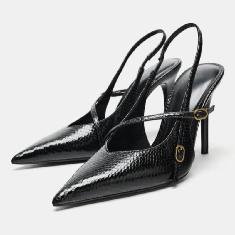 Sexy Pointed Toe Textured Leat - Slingback Heel Formal reseña y precio