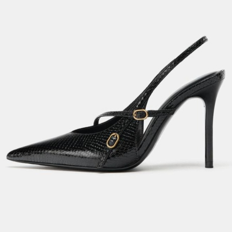 Sexy Pointed Toe Textured Leat - Slingback Heel Formal reseña y precio