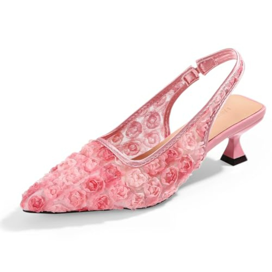 Elegant Lace Kitten Heels for  - Slingback Heel Formal reseña y precio