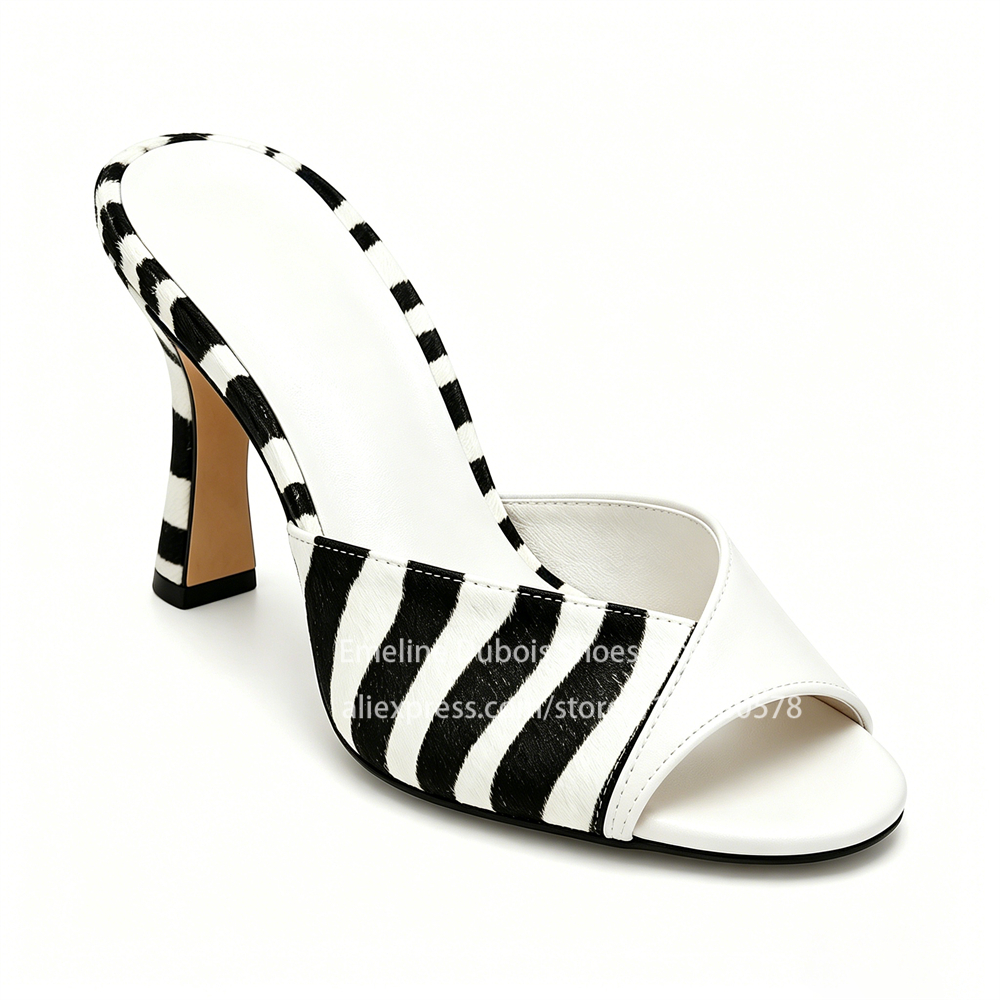 Zebra Print Peep Toe Mid Heel  - Kitten Heel Women reseña y precio