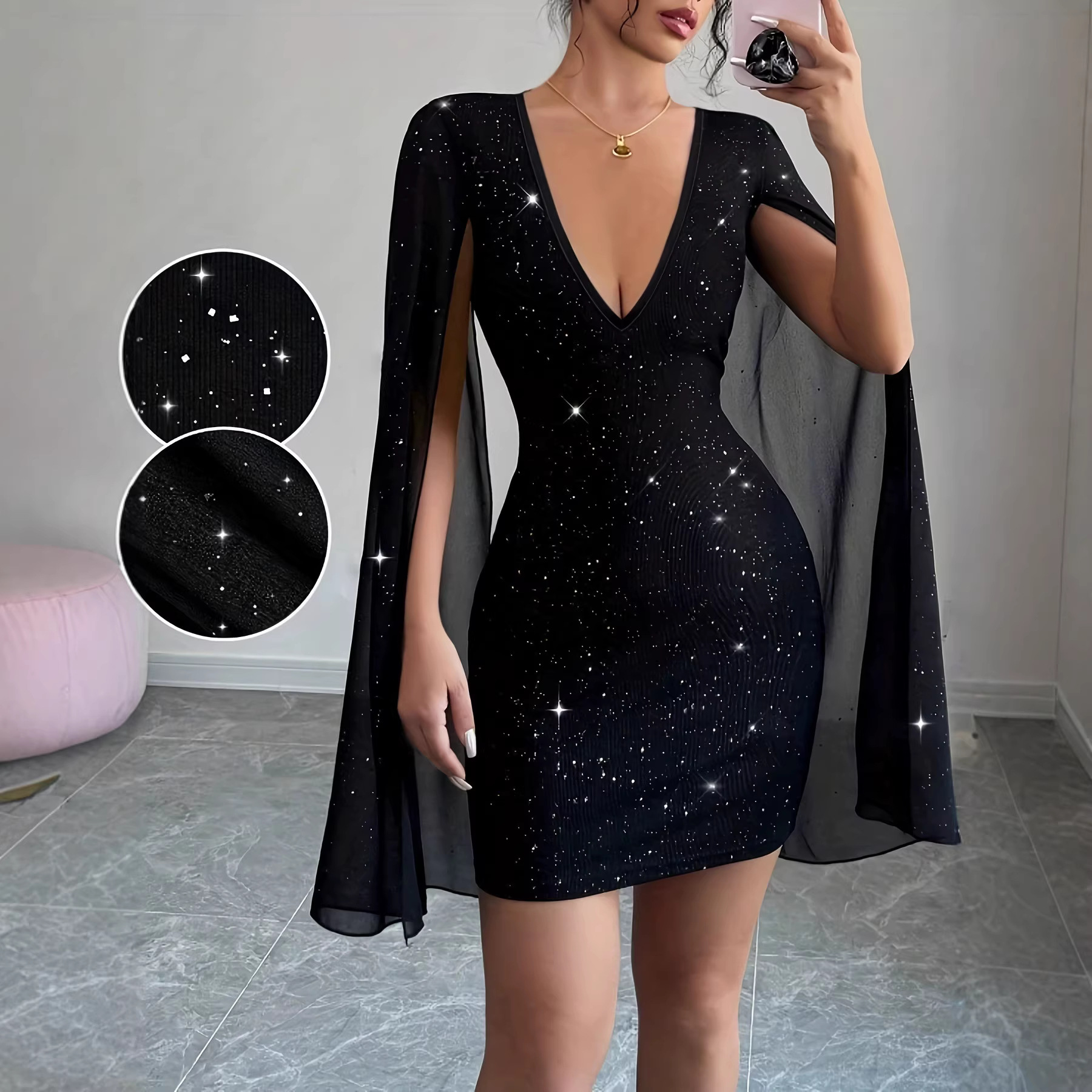 V Neck Bodycon Midi Dress Eleg - Women Formal Party Wear Dress reseña y precio
