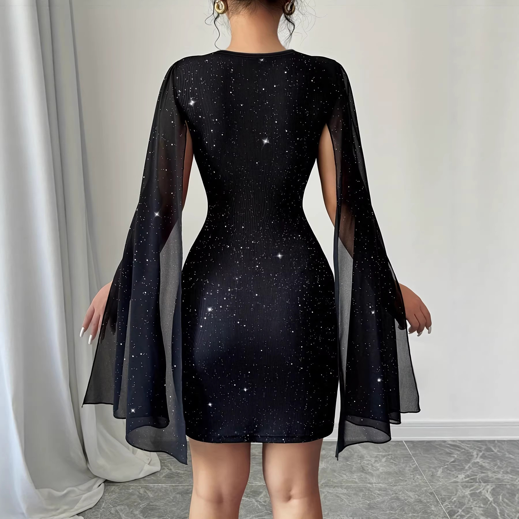 V Neck Bodycon Midi Dress Eleg - Women Formal Party Wear Dress reseña y precio