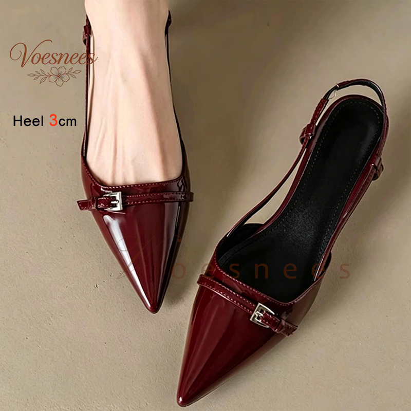 2026 Wine Red Pointed Patent L - Kitten Heel Women reseña y precio