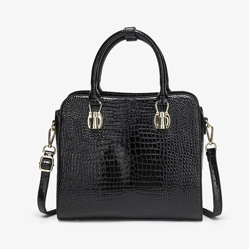 Vintage Black Crocodile Patter - Shoulder Bag Structured reseña y precio