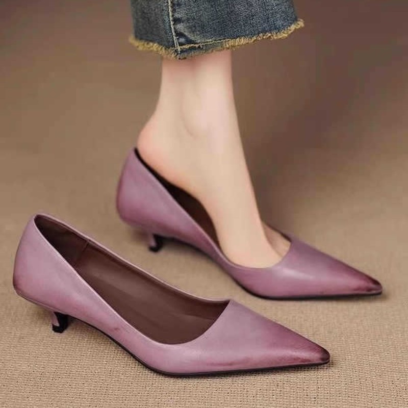 2026 New Soft Leather French S - Kitten Heel Women reseña y precio