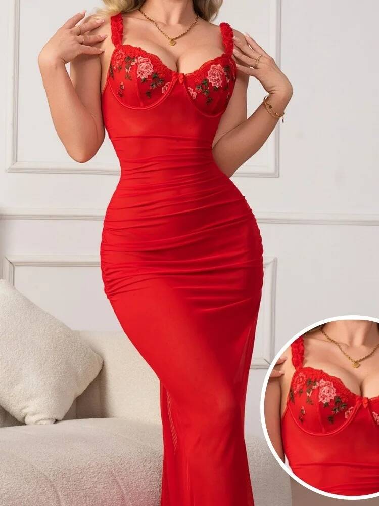 Red Ruched Dress With Strap Bo - Women Formal Wear Trends reseña y precio