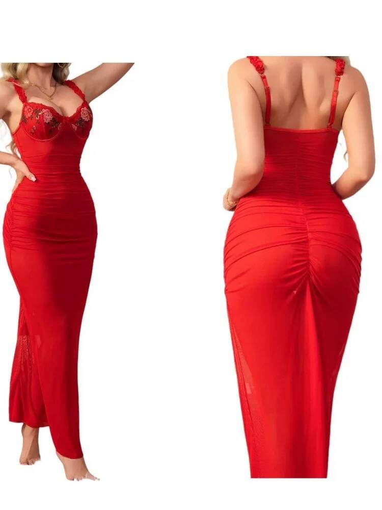 Red Ruched Dress With Strap Bo - Women Formal Wear Trends reseña y precio