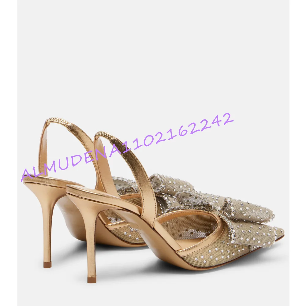 Women Champagne Mesh Rhineston - Slingback Heel Formal reseña y precio