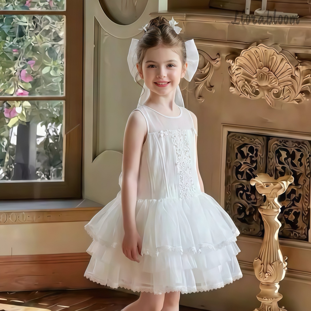 Girls' White Embroidered Forma - Women Formal Party Wear Dress reseña y precio