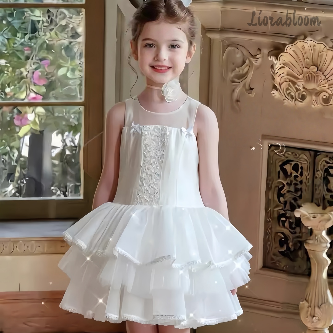 Girls' White Embroidered Forma - Women Formal Party Wear Dress reseña y precio
