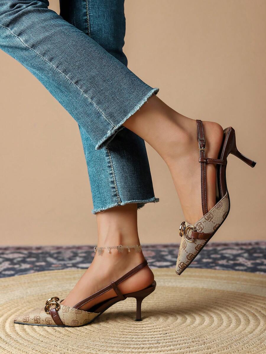 Women's Vintage Floral Embroid - Slingback Heel Formal reseña y precio