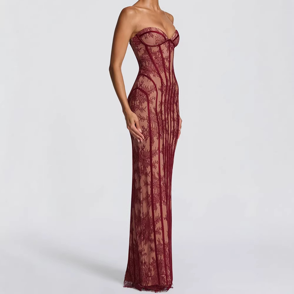 Strapless Bodycon Maxi Dress f - Women Formal Party Wear Dress reseña y precio