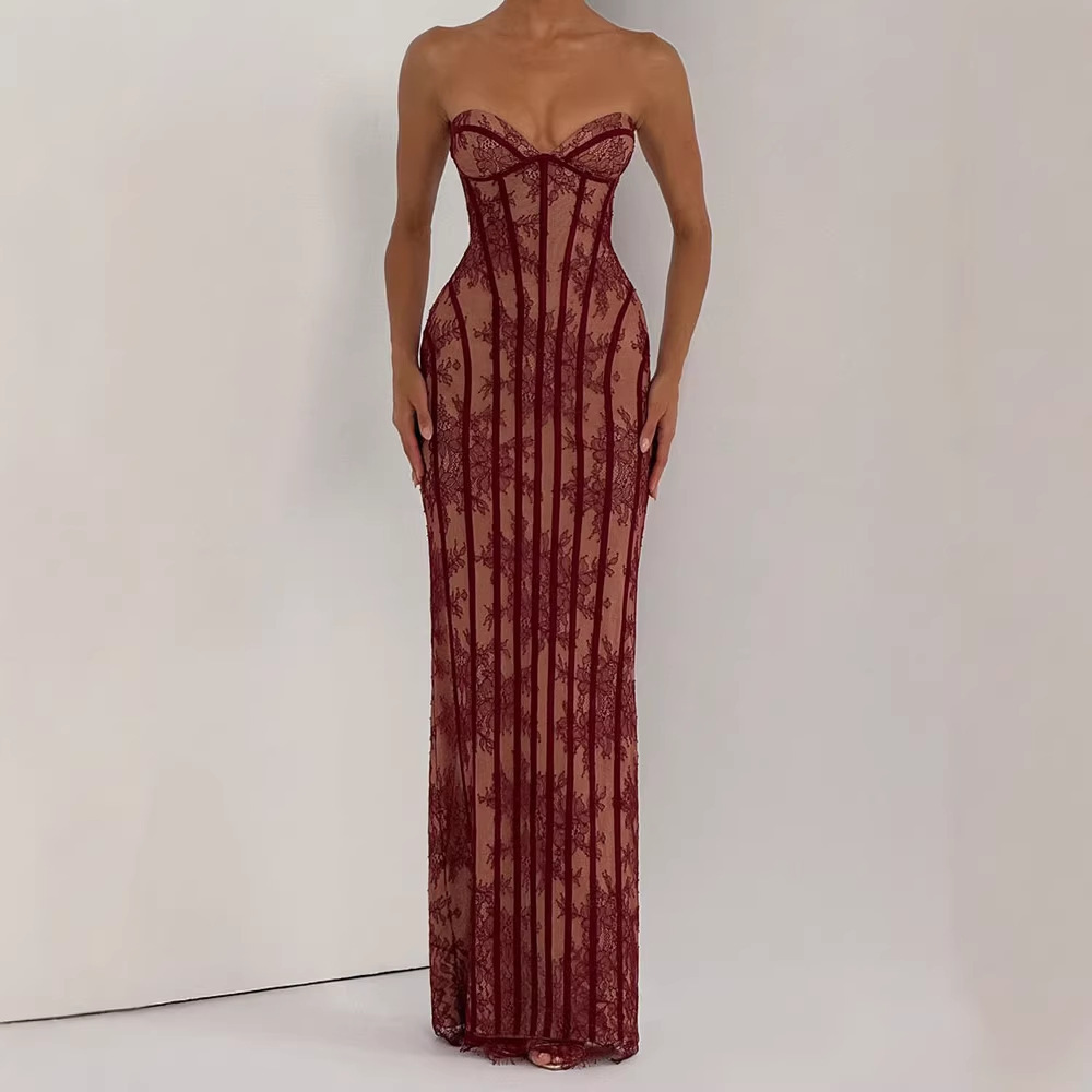 Strapless Bodycon Maxi Dress f - Women Formal Party Wear Dress reseña y precio