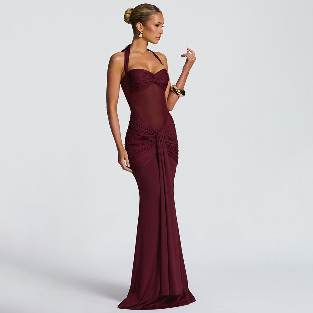 Elegant Patchwork Maxi Dress f - Women Formal Wear Trends reseña y precio