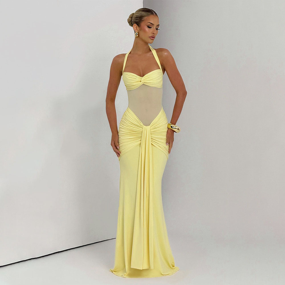 Elegant Patchwork Maxi Dress f - Women Formal Wear Trends reseña y precio