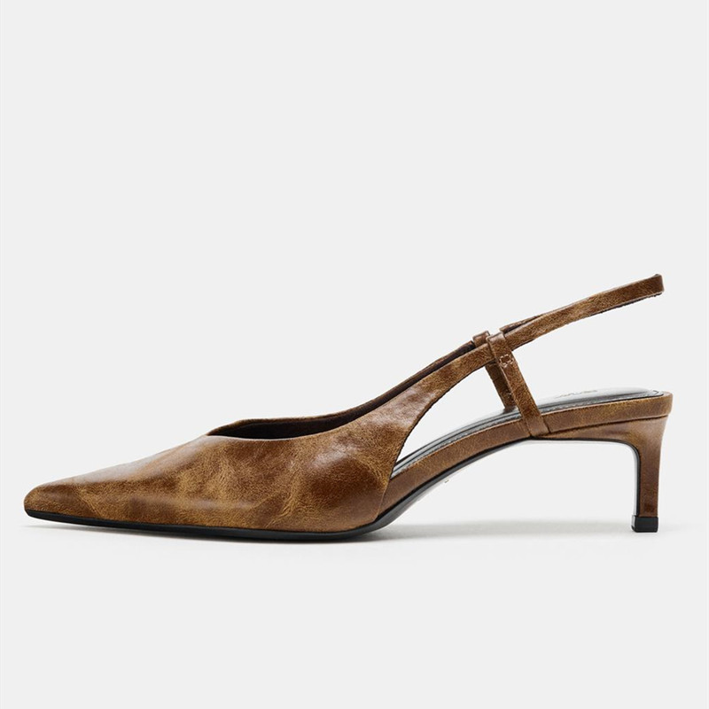Retro Brown Kitten Heel Design - Slingback Heel Formal reseña y precio
