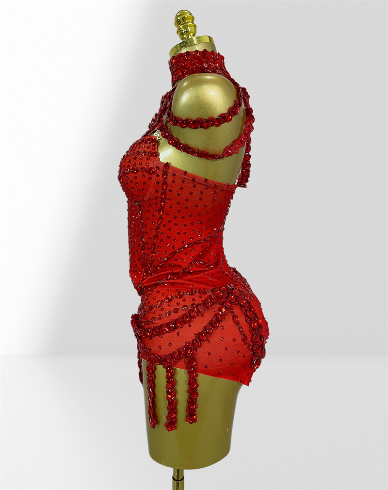 Red Sparkling Diamond Halter S - Women Formal Party Wear Dress reseña y precio