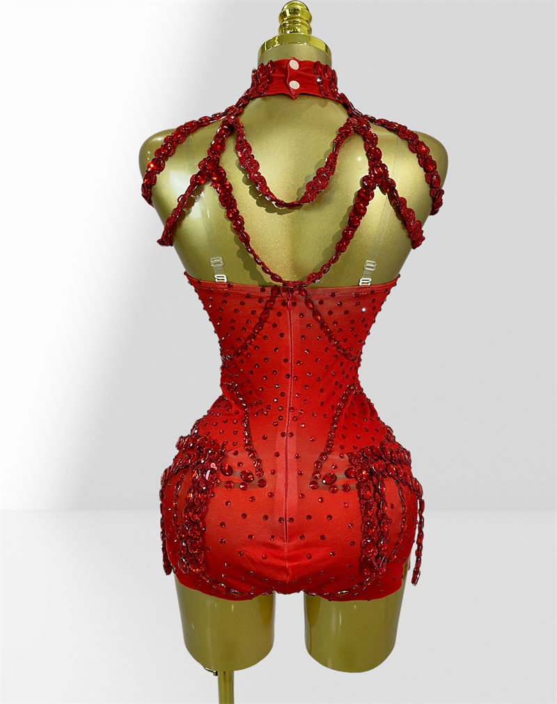 Red Sparkling Diamond Halter S - Women Formal Party Wear Dress reseña y precio