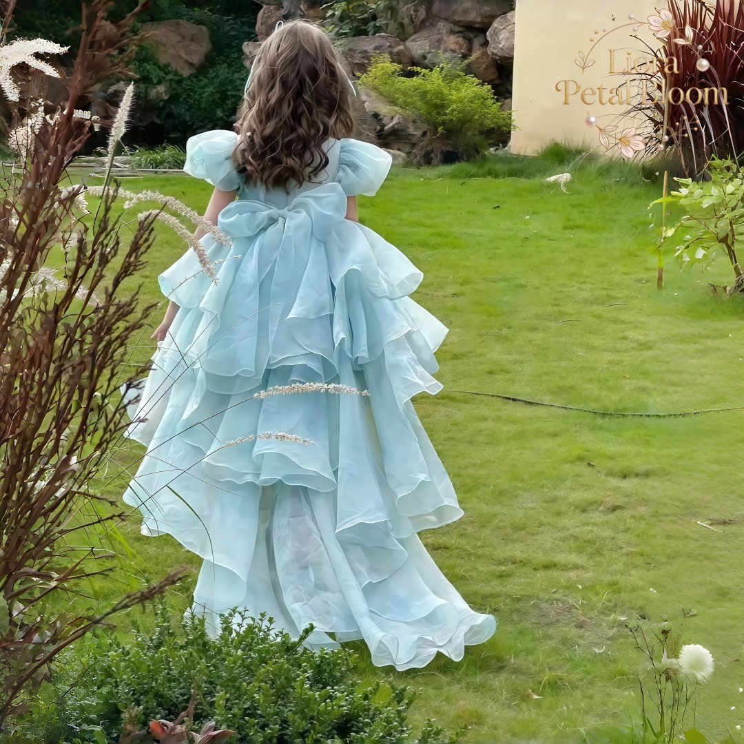 Blue Tulle Gown  Girls' Bow Pa - Women Formal Party Wear Dress reseña y precio