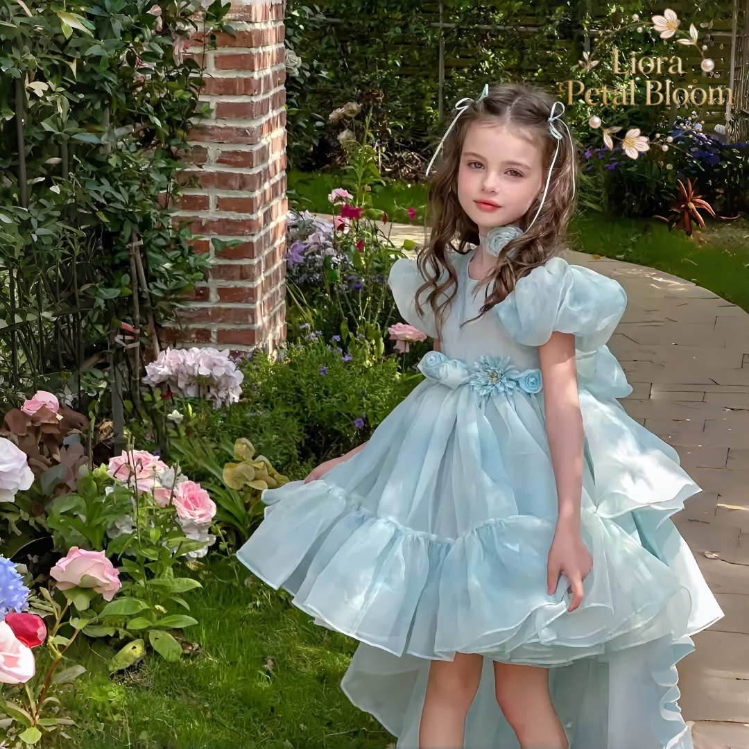 Blue Tulle Gown  Girls' Bow Pa - Women Formal Party Wear Dress reseña y precio